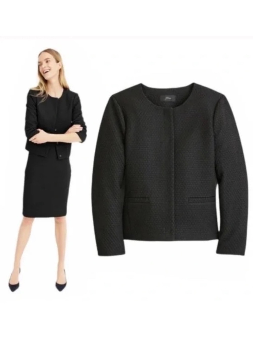 J. Crew Portfolio Jacket Matching No. 2 Pencil Skirt Suit in Matelasse - Black 4